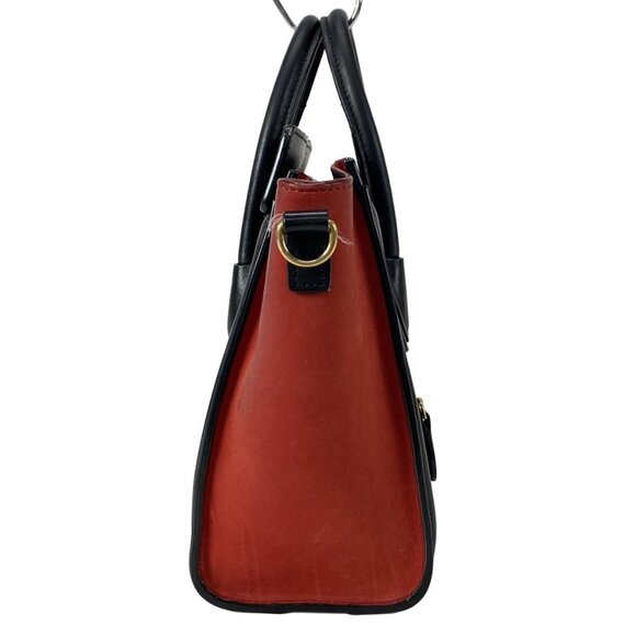 CELINE Luggage Nano Shopper 168243AAC.27CA Bordeaux Black Red Leather - - Picture 2 of 16